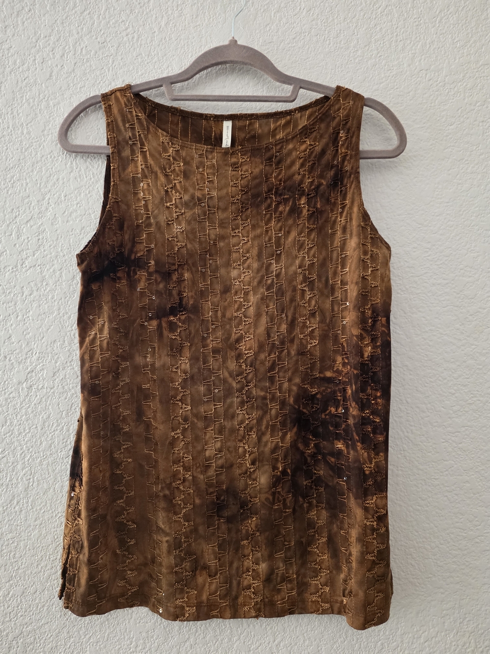 White Stag Brown Textured Velvet Sleeveless Top